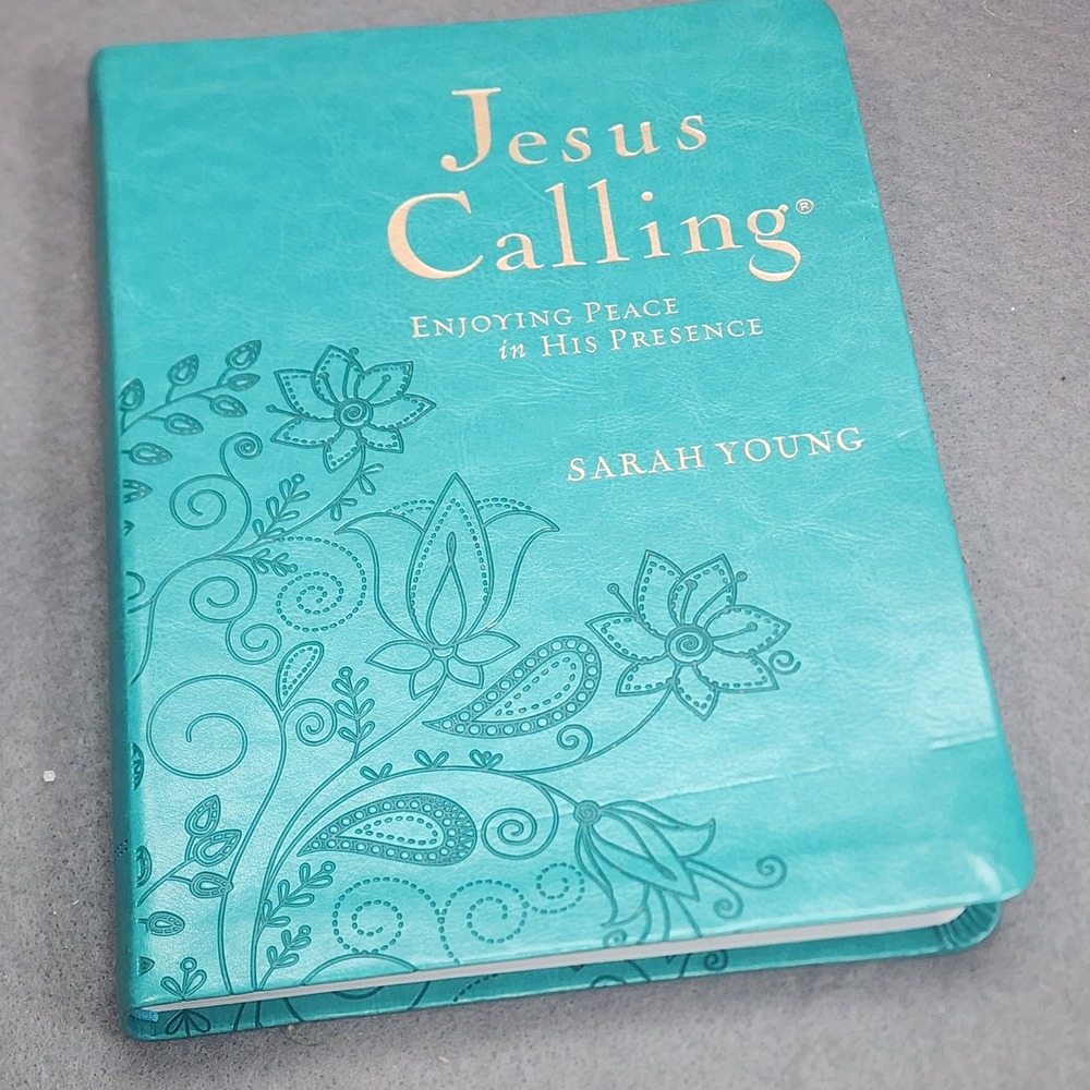 Sarah Young Jesus Calling Devotional Teal Faux Leather Floral Embossed Unisex